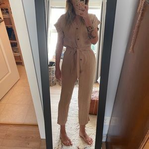Linen tan jumpsuit
